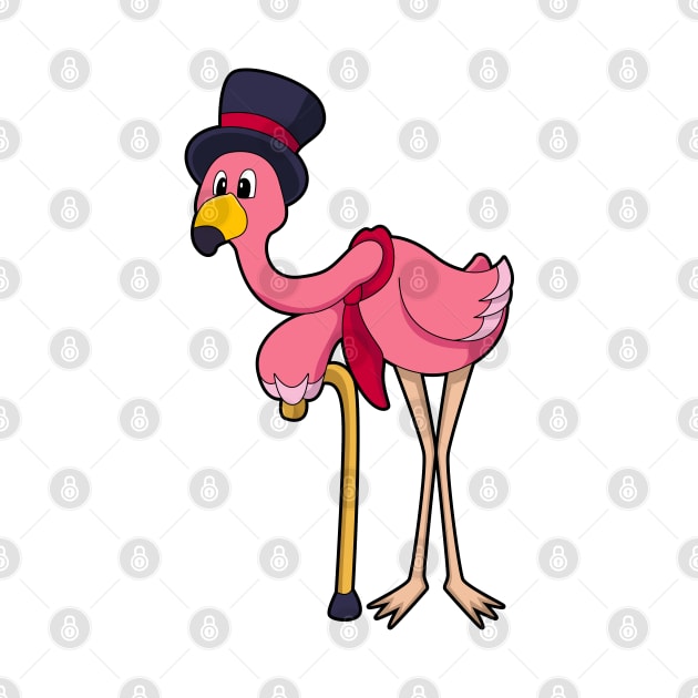 Flamingo as Pensioner with Hat by Markus Schnabel