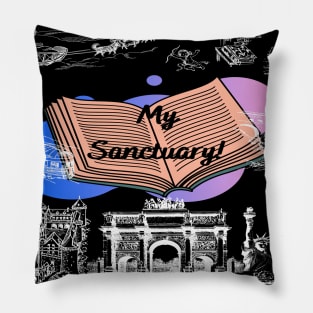 My Sanctuary! Books/Reading Illustration Pillow