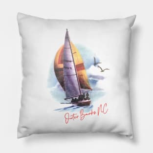 Outer Banks - Retro Sailboat Design Pillow