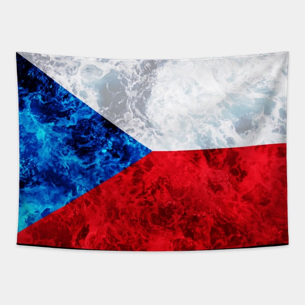 Flag of Czech Republic – Ocean Waves Tapestry by DrPen