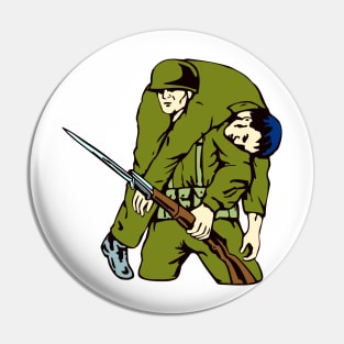 American Soldier With Injured Retro Pin