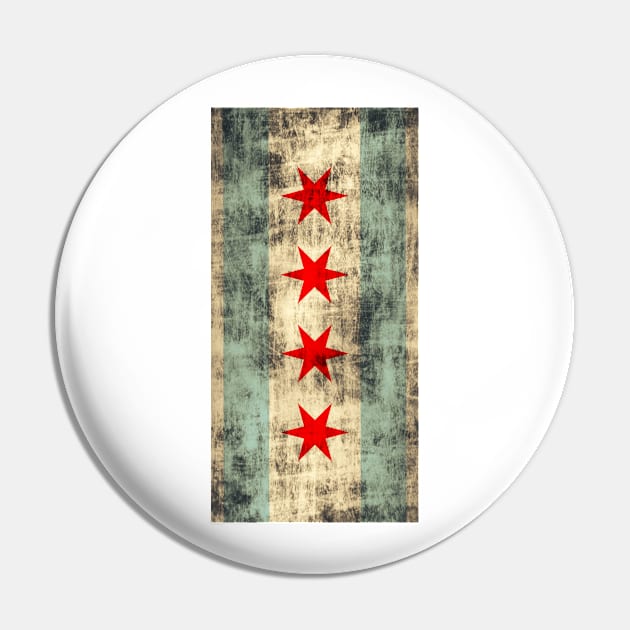 Vintage Grunge Chicago Flag Pin by E