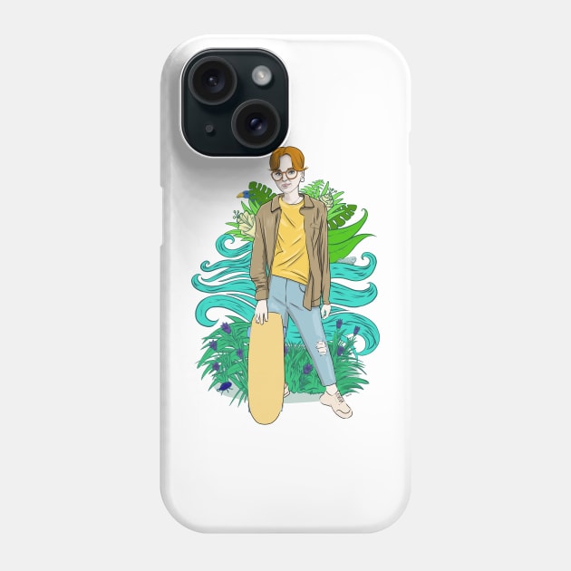 Girl with skateboard Phone Case by motylanoga