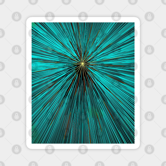 A colorful hyperdrive explosion - turquiose with yellow highlights version Magnet by DaveDanchuk