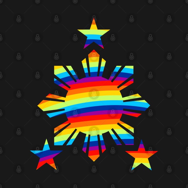 Philippines Flag Rainbow 3 Star and Sun Filipino Flag by Filipino