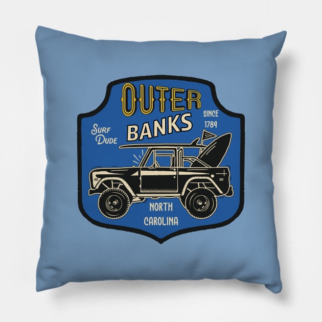 Outer Banks NC Badge Pillow by Golden Eagle Design Studio