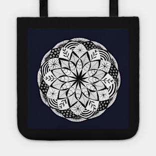 Floral Mandala with s dark indigo Background Tote