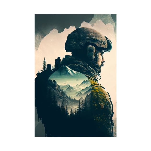 Soldier Double Exposure by TortillaChief