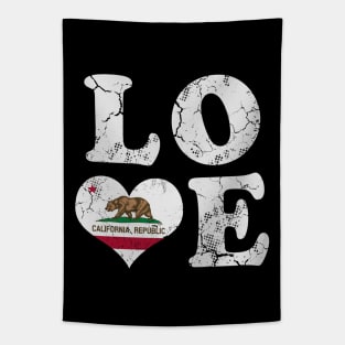 Love California Republic Flag Vintage Distressed Tapestry