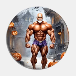 Trick-or-treating and muscles on Halloween Pin