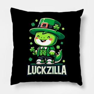 Cheerful Leprechaun Pup - Luckzilla St. Paddy's Celebration Pillow