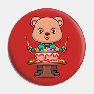 Birthday Bear Cute Cartoon Pin