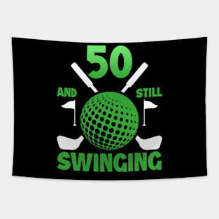 Happy 50th Birthday 50 and Still Swinging Gift Packed Golf Balls for Golfers Golfer Birthday copy Tapestry