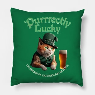 St Patrick's day lucky cat Pillow