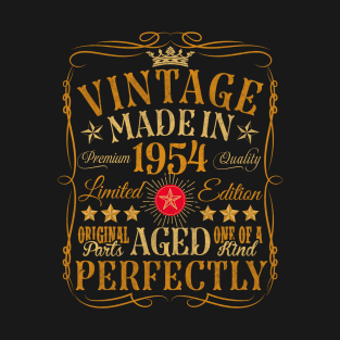 Vintage 70th Birthday Decorations Vintage 1954 70 Birthday T-Shirt
