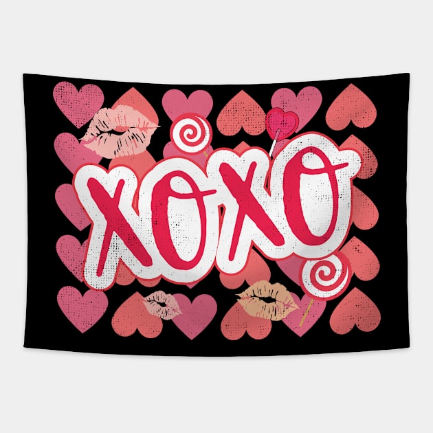 Vintage Valentine's Day XoXo Heart Gift Tapestry by EvetStyles