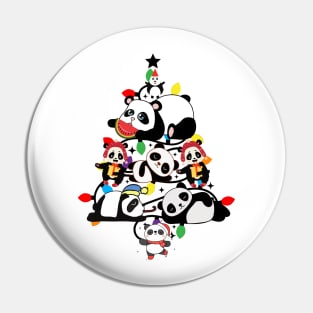 Christmas  Lighting Tree With Funny Pandas Pin