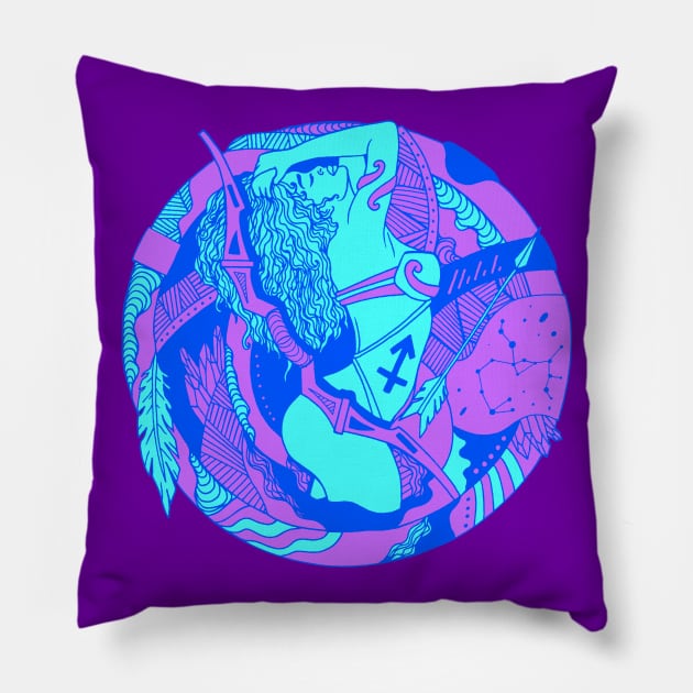 Blue Sagittarius Beauty Pillow by kenallouis