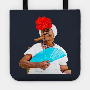 Cuban Woman With Cigar, Any Colour Background Tote