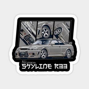 Grey Nissan Skyline r33 GTR, JDM Car Magnet