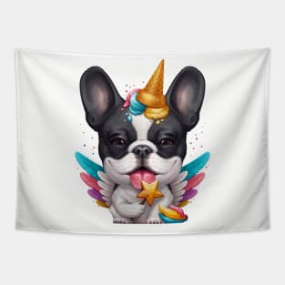 Brindle Pied French Bulldog Ice Cream Unicorn Tapestry