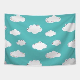 simple white clouds and blue sky design Tapestry