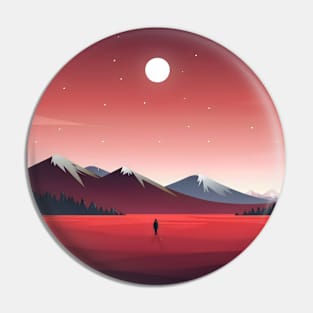 Red landscape minimalist art Pin