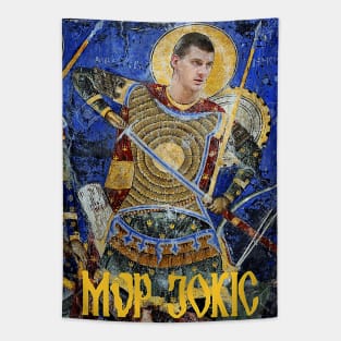 MVP Nikola Jokic As Holy Warrior on 14th century Serbian Orthodox Fresco Tapestry