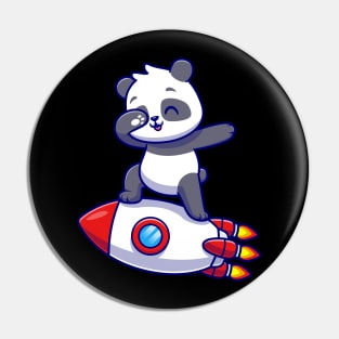 Cute Panda Dabbing On Rocket Cartoon Pin