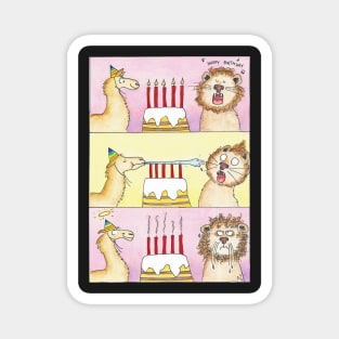 Llama vs Lion - Birthday Magnet