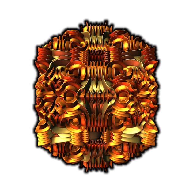 Three-dimensional fractal rendered shape in gold tones by lyle58