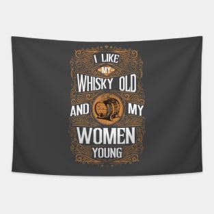 Whisky old woman young funny saying Tapestry