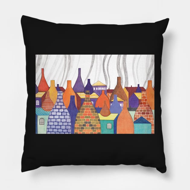 STOKE ON TRENT: SMOKE KILNS Pillow by shelleyjayne