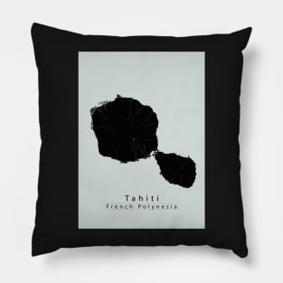 Tahiti French Polynesia Island Map dark Pillow