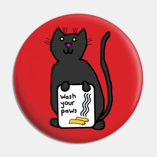 Wash Your Paws Says Cute Cat Pin