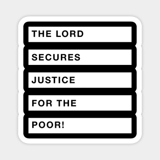 'The Lord Secures Justice' Food and Water Relief Shirt Magnet