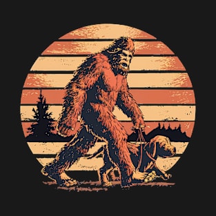 Bigfoot walking a Puppy T-Shirt