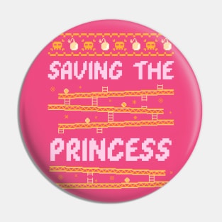 Gamer Saving the Princess Ugly Sweater Style Pin