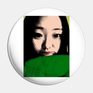 BEAUTIFUL FUNNY ASIAN GIRL POP ART COLOR Pin