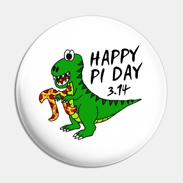 Happy Pi Day Dinosaur T-Rex Pizza Funny Pin by doodlerob