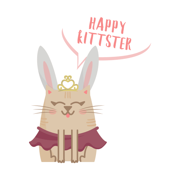 Princess Easter Cat T-Shirt - Funny Happy Kittster by Teequeque