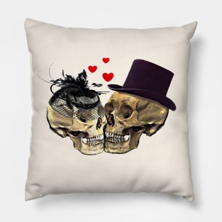 Vintage Lovers skeletons, lovers, cool skulls, bones, romance skull Pillow