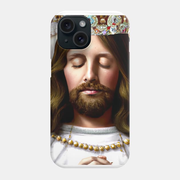 3D Look Artificial Intelligence Art of Christ The King with His Hands Folded  in Prayer Phone Case by Artist4God