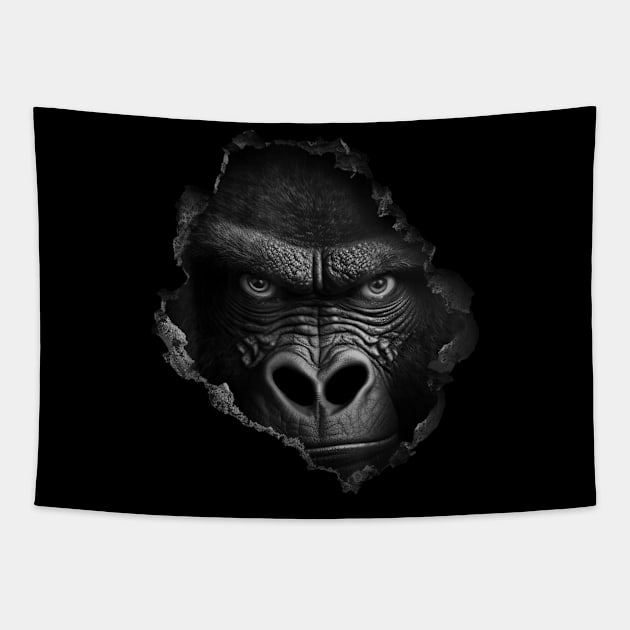 Gorilla Face Wall Animal Print Art Animal Lover Gorilla Tapestry by elmiragokoryan