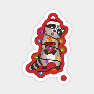 Raccoon Christmas Lights Funny Trash Panda Xmas Gift Magnet