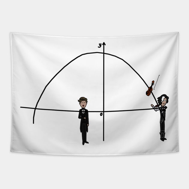 D.M. Throw Violin Perfect Parabola Curve Cartoon Tapestry by gagimas