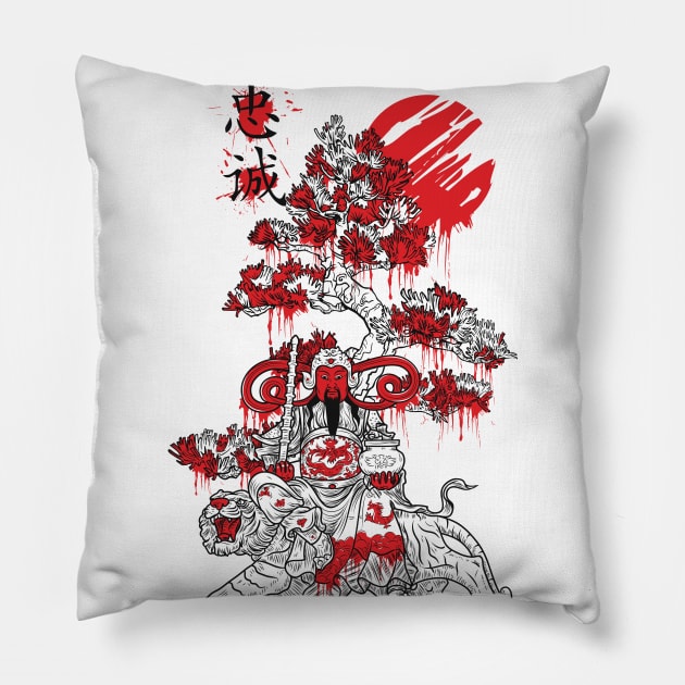 Man and Tiger Oriental Style Art Pillow by NiceIO