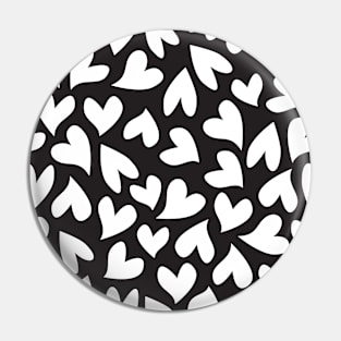 Black and white seamless hearts pattern Pin