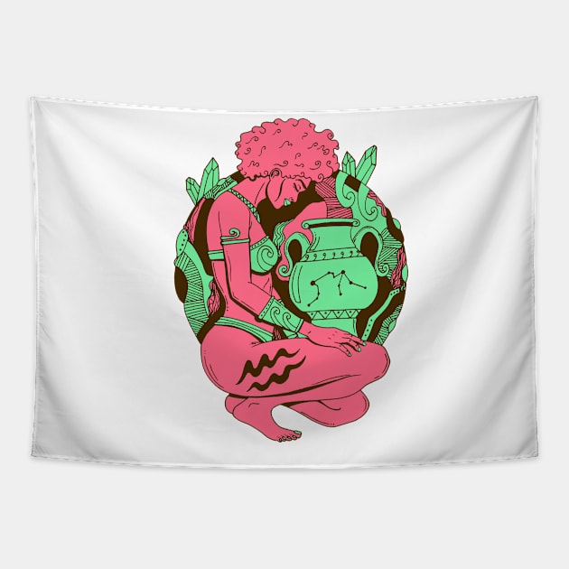 Pink Mint Aquarius Beauty Tapestry by kenallouis