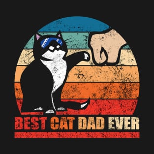 Best Cat Dad Ever Retro Bump Fist T-Shirt